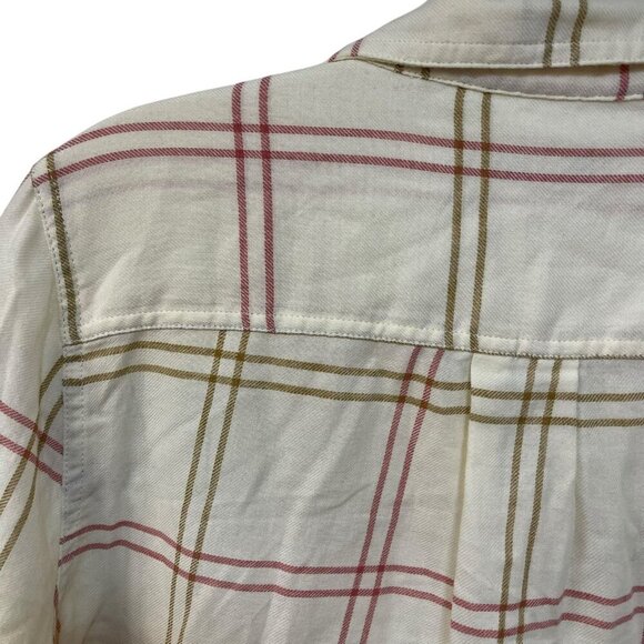 Toad & Co Re-Form Flannel Shirt Long Sleeve Beige Red Brown Women’s Size Medium - Picture 7 of 8
